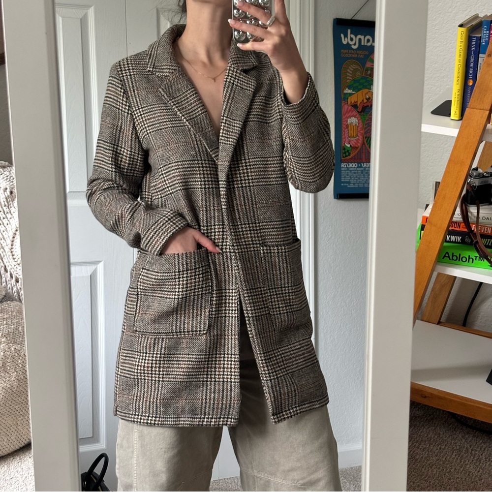 Elegant Women's Plaid Pea Coat